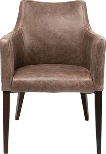 Mode spisebordsstol m/armlæn, brun læder – billede-1.