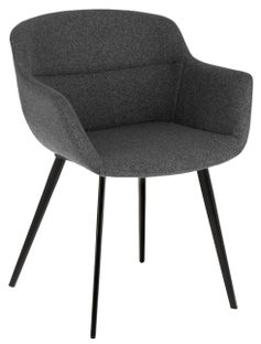 Krzesło z podłokietnikami szare nogi czarne metalowe 61x58 cm – obraz-1