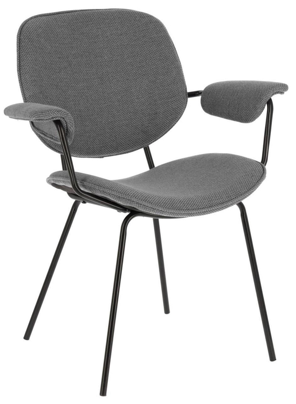 Krzesło z podłokietnikami tapicerowane szare nogi czarne metalowe 71x62 cm – obraz-1