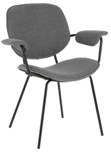 Krzesło z podłokietnikami tapicerowane szare nogi czarne metalowe 71x62 cm – obraz-1
