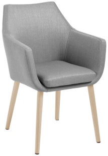 Szare krzesło z podłokietnikami i drewnianymi nogami – grafika-1.