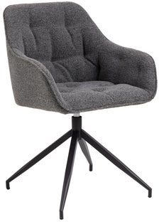 Krzesło z podłokietnikami obrotowe antracytowe - nogi metalowe czarne 57x82 cm – obraz-1