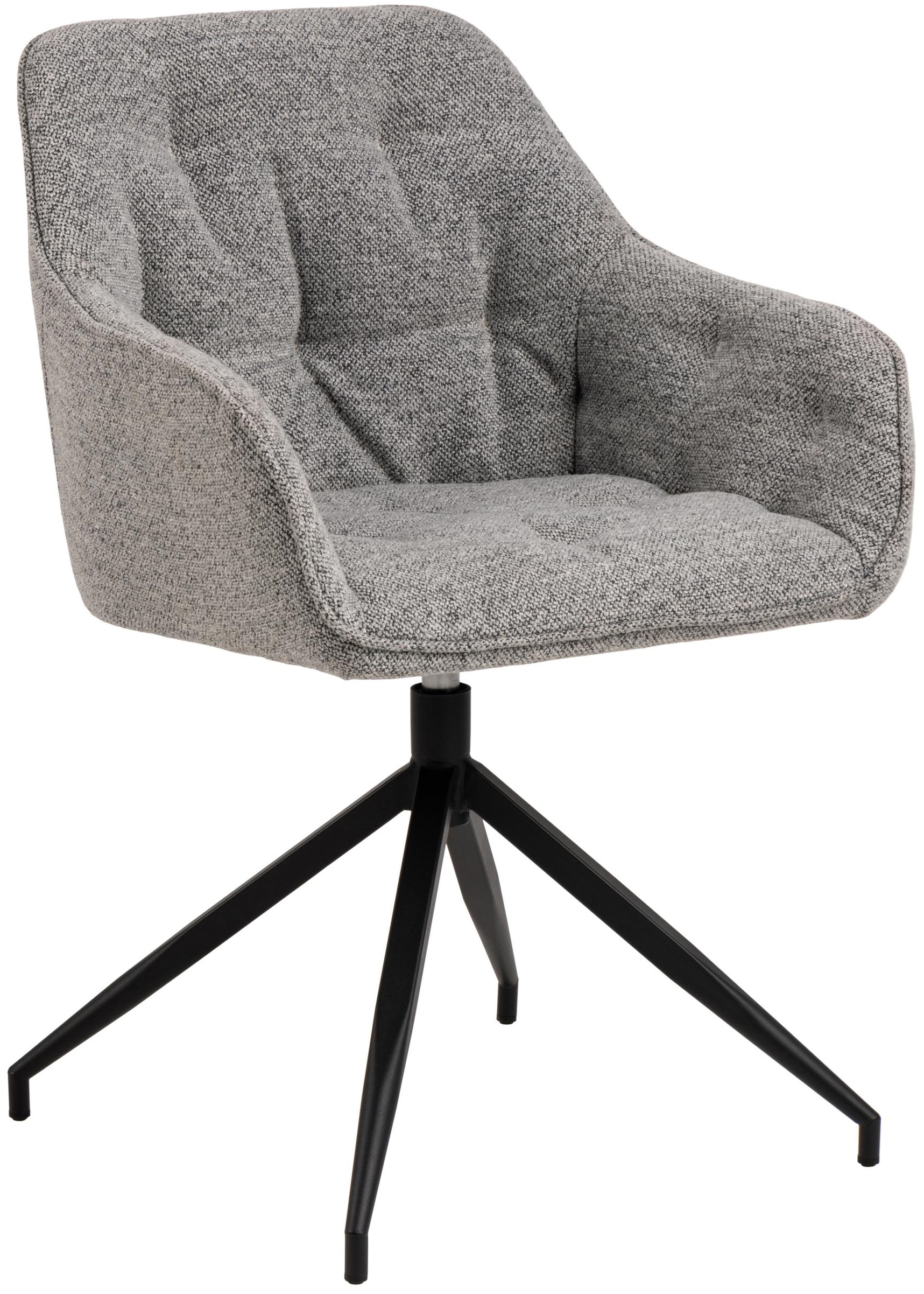 Krzesło z podłokietnikami obrotowe Brooke szare - nogi metalowe czarne 57x82 cm – obraz-1