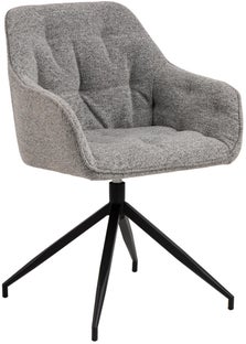 Krzesło z podłokietnikami obrotowe Brooke szare - nogi metalowe czarne 57x82 cm – obraz-1
