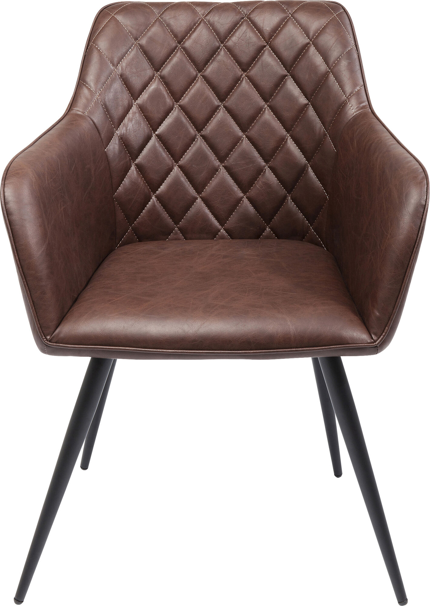 Krzesło z ekoskóry z podłokietnikami brązowe nogi czarne – obraz-1