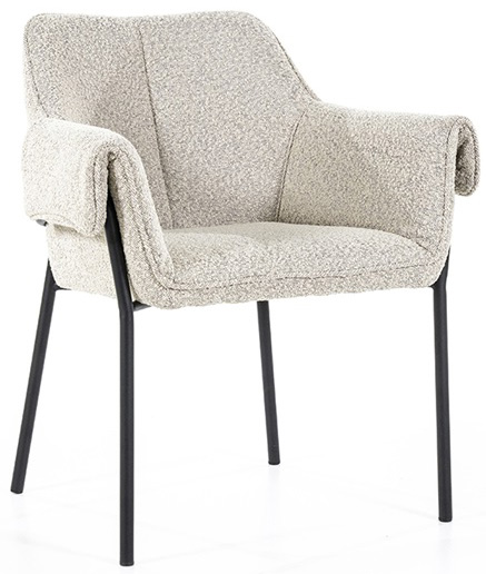 Krzesło z podłokietnikami beżowe nogi czarne  67x82 cm  – obraz-1