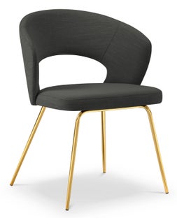 Krzesło z podłokietnikami ciemnoszare nogi złote  55x80 cm – obraz-1