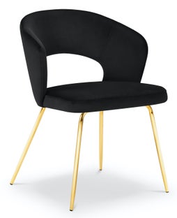 Krzesło do jadalni welurowe czarne nogi czarne złote – obraz-1