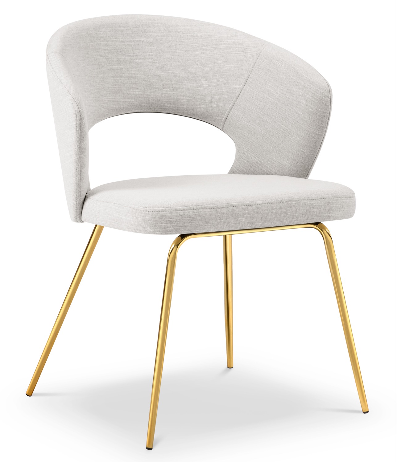 Krzesło z podłokietnikami jasnoszare nogi złote  55x80 cm – obraz-1