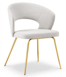 Krzesło z podłokietnikami jasnoszare nogi złote  55x80 cm – obraz-1