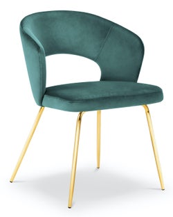 Krzesło do jadalni welurowe petrol nogi czarne złote – obraz-1