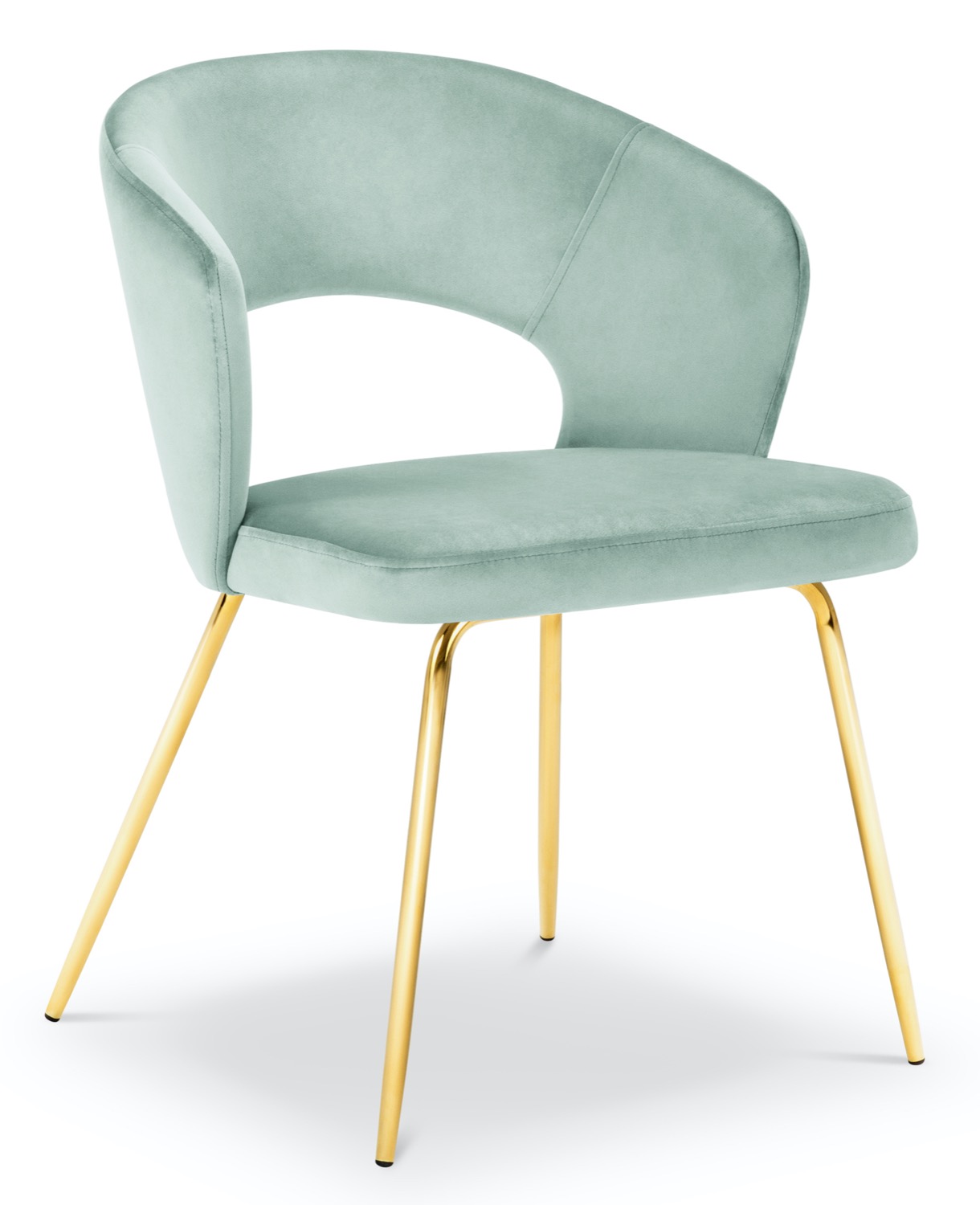 Krzesło do jadalni welurowe miętowe nogi czarne złote – obraz-1