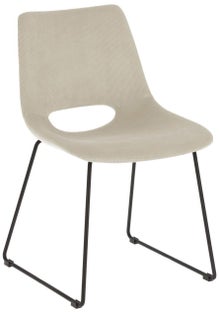 Krzesło sztruksowe beżowe na czarnych płozach – obraz-1