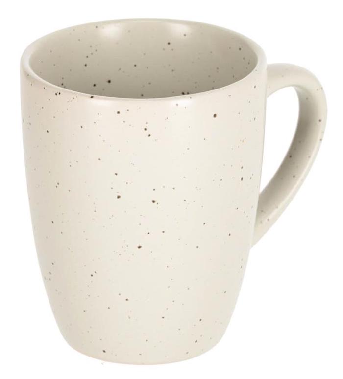 Kubek ceramiczny kremowy nakrapiany  – obraz-1