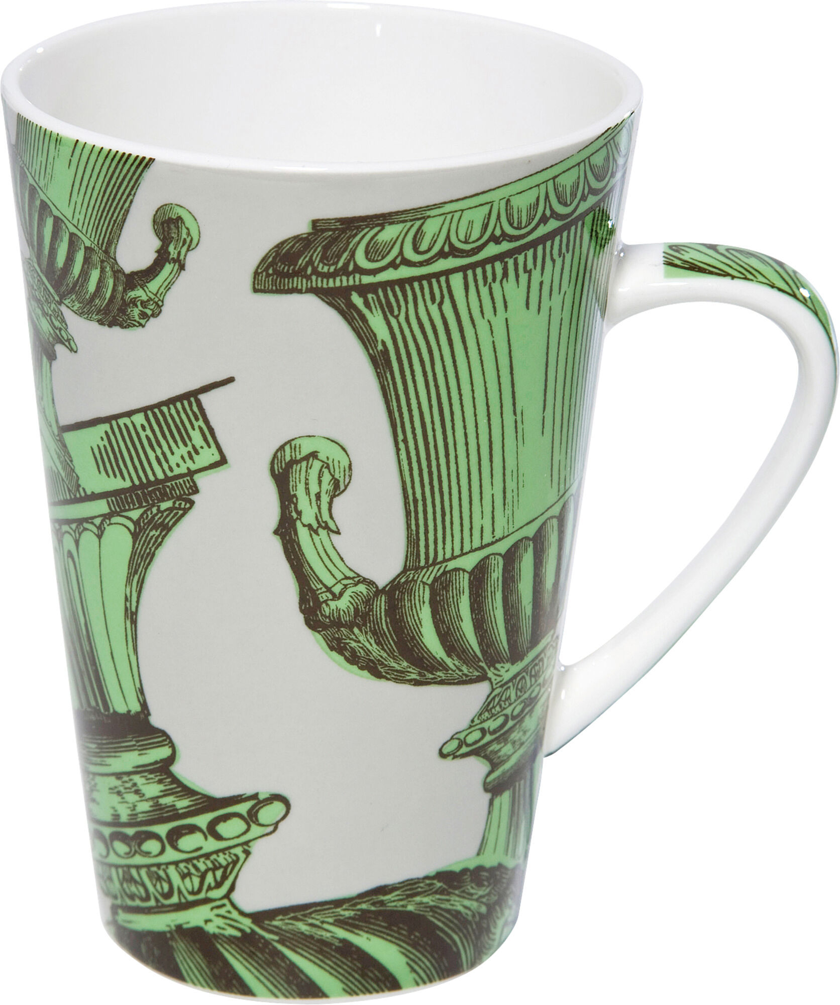 Kubek porcelanowy biało-zielony  – obraz-1