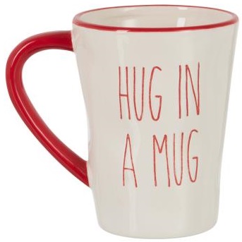 Kubek Hug In A Mug Ø10x12 cm biało-czerwony – obraz-1