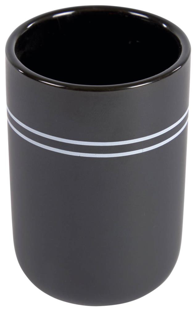 Kubek łazienkowy czarny ceramiczny Ø7x10 cm – obraz-1