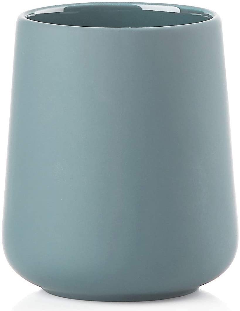 Kubek łazienkowy niebieski kamionkowy 8x10 cm – obraz-1