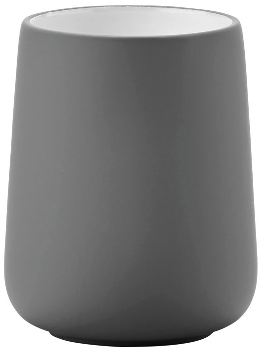 Kubek na szczoteczki porcelanowy szary 8x8 cm – obraz-1