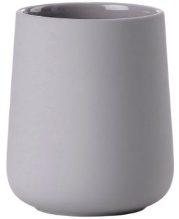 Kubek na szczoteczki porcelanowy szary 8x10 cm – obraz-1