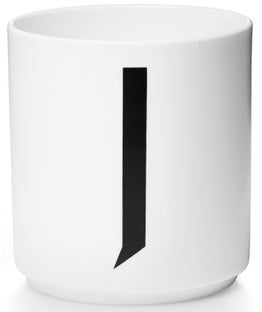 Kubek / Pojemnik Letter J Ø8x9 cm biały – obraz-1