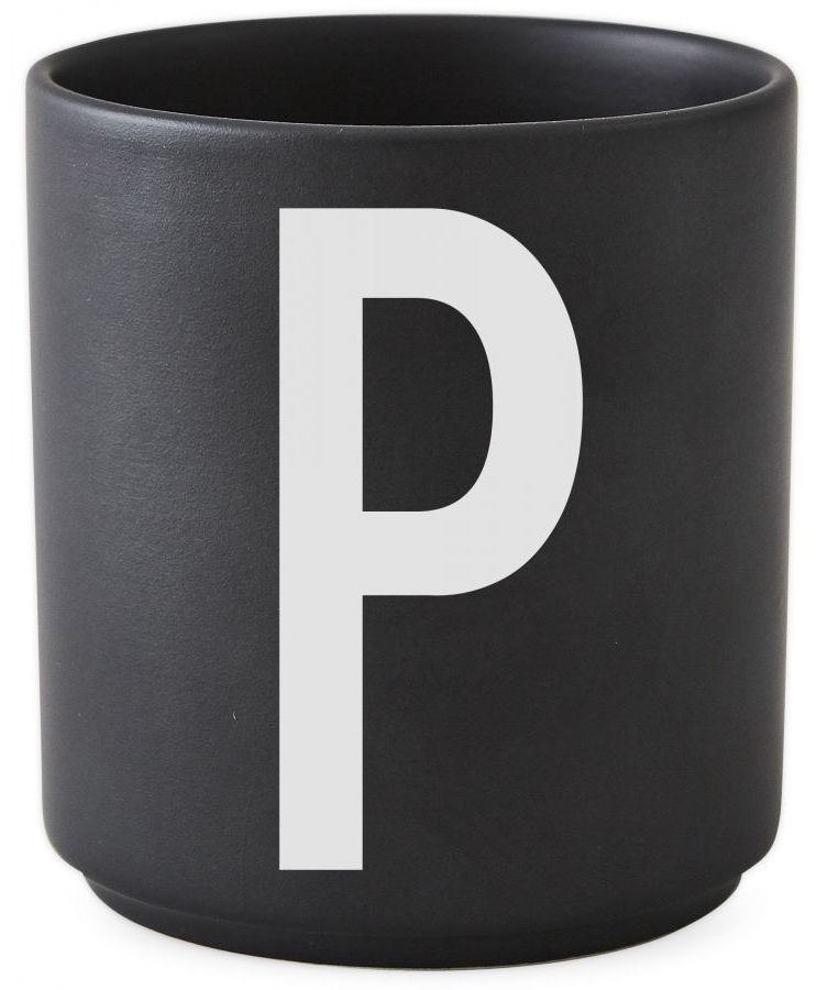 Kubek / Pojemnik Letter P Ø8x9 cm czarny – obraz-1