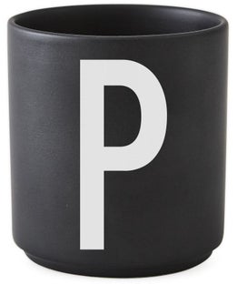 Kubek / Pojemnik Letter P Ø8x9 cm czarny – obraz-1