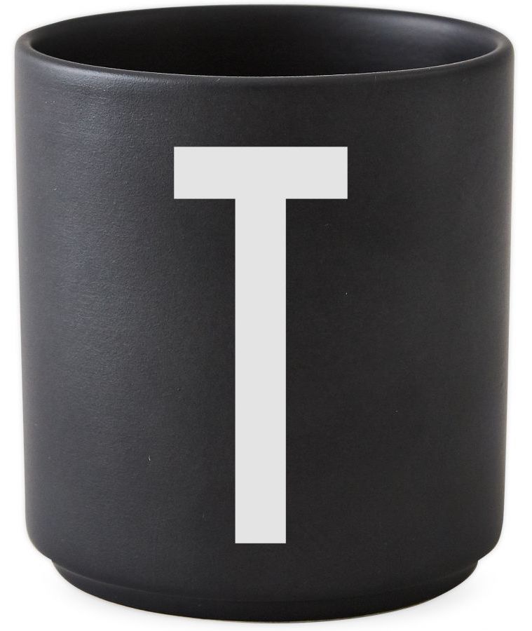 Kubek / Pojemnik Letter T Ø8x9 cm czarny – obraz-1