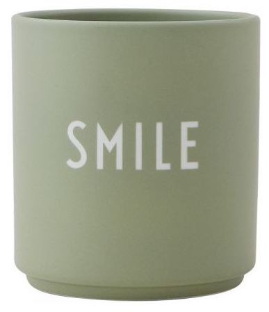 Kubek porcelanowy zielony Smile  – obraz-1