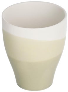 Kubek porcelanowy zielono-biały w pasy – obraz-1