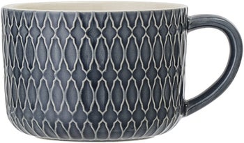 Kubek kamionkowy granatowo biały filiżanka 300 ml – obraz-1