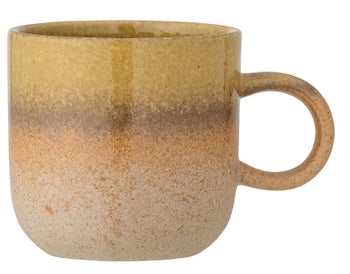 Kubek w stonowanych odcieniach brązu i żółtego z porcelany 0,2 L – obraz-1