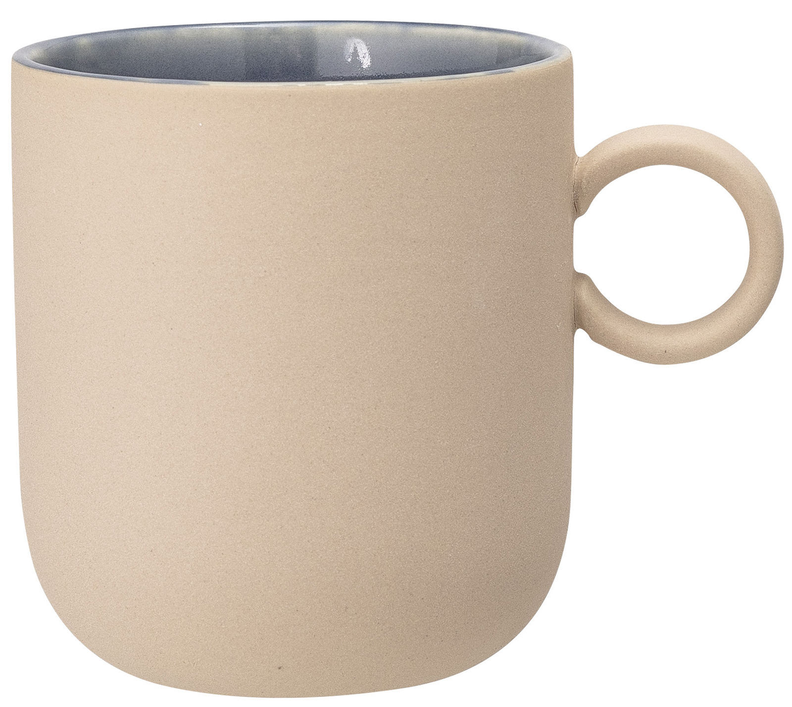 Kubek z uchem Anne Ø8x9 cm piaskowy - środek niebieski – obraz-1