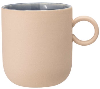 Kubek z uchem Anne Ø8x9 cm piaskowy - środek niebieski – obraz-1