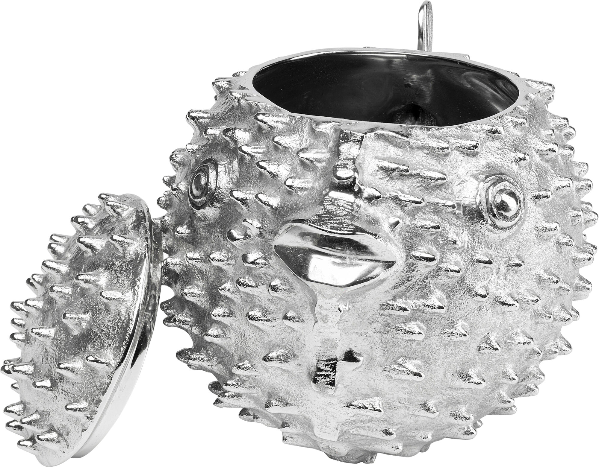 Kubełek na wino aluminiowy srebrny ryba z kolcami 35x20 cm – obraz-1
