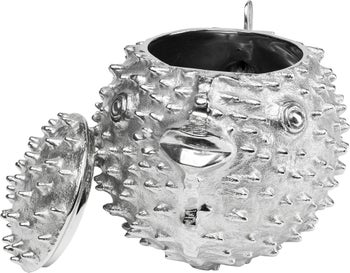 Kubełek na wino aluminiowy srebrny ryba z kolcami 35x20 cm – obraz-1