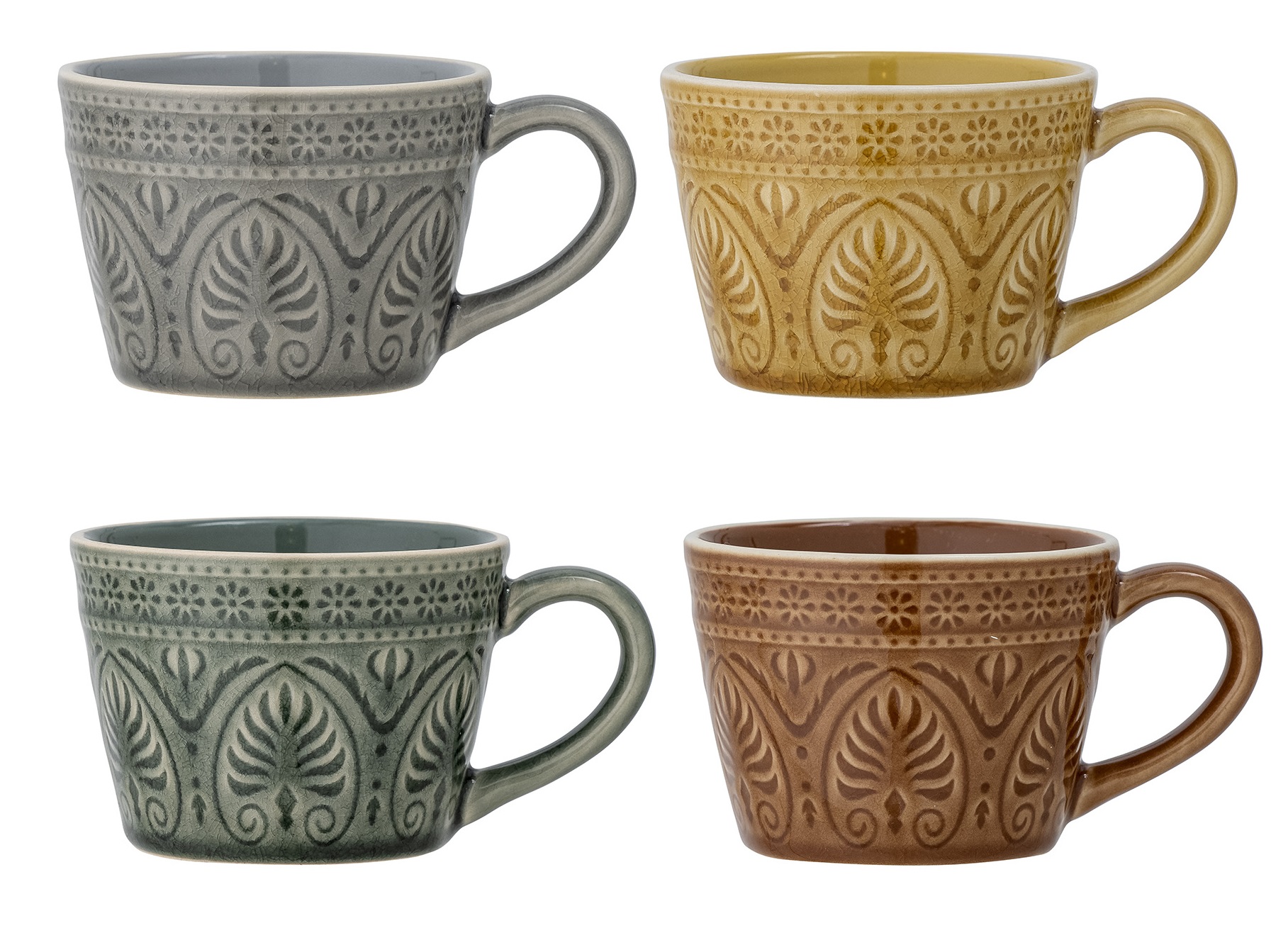 Kubki z uchwytami z kamionki Ø11 cm (4-set)  kolorowe  – obraz-1