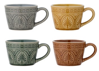 Kubki z uchwytami z kamionki Ø11 cm (4-set) kolorowe – obraz-1
