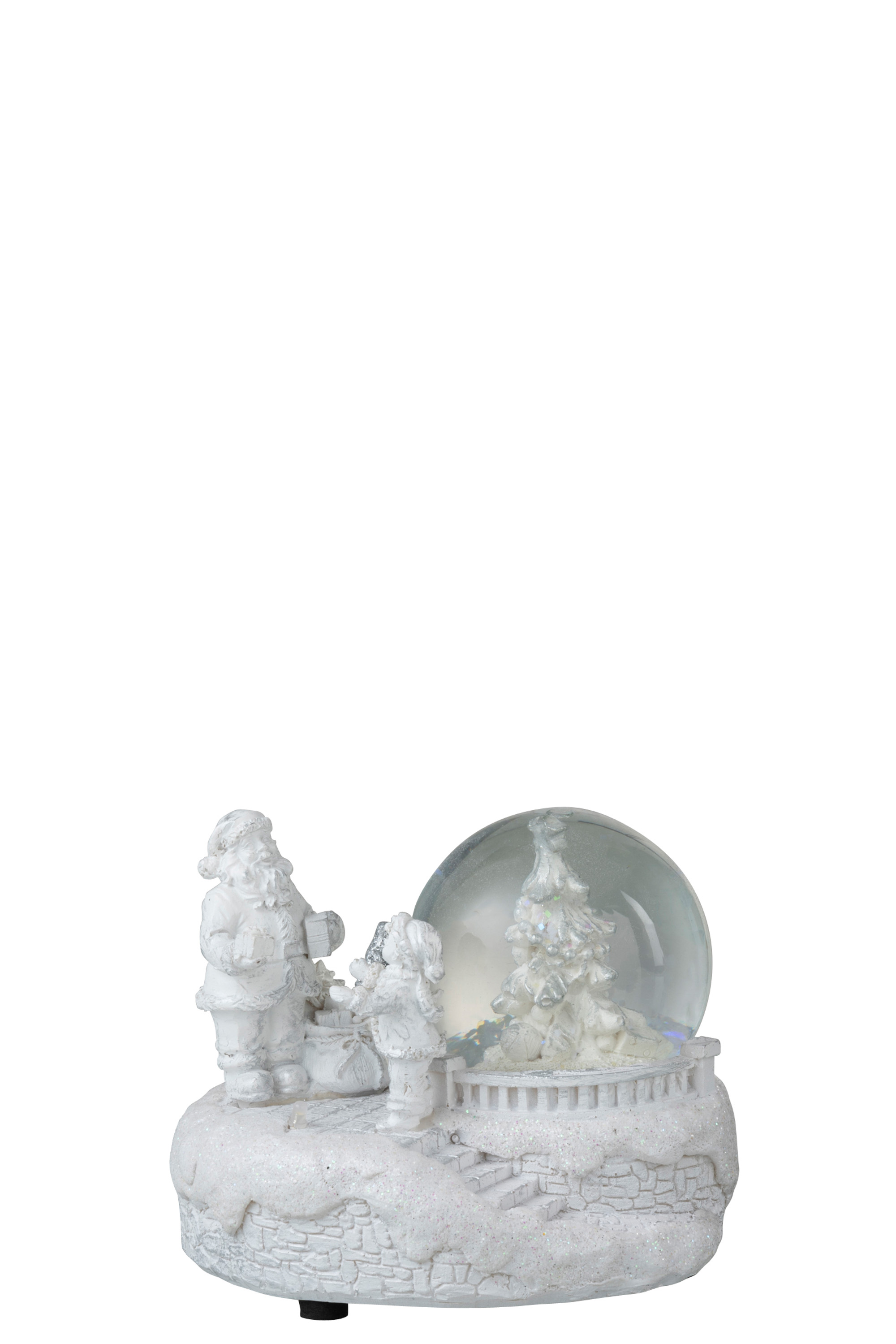 Kula śnieżna z oświetleniem Santa 11x9 cm biało-srebrna – obraz-1