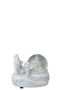 Kula śnieżna z oświetleniem Santa 11x9 cm biało-srebrna – obraz-1