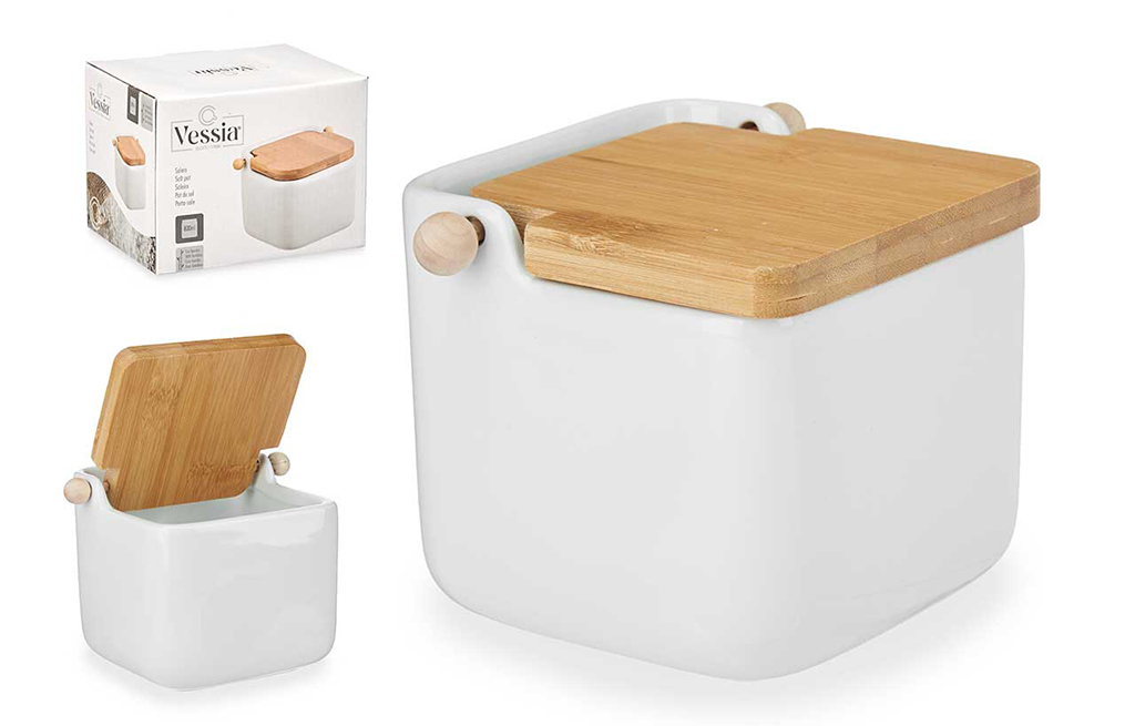 Кутия за сол с бамбуков капак – изображение-1