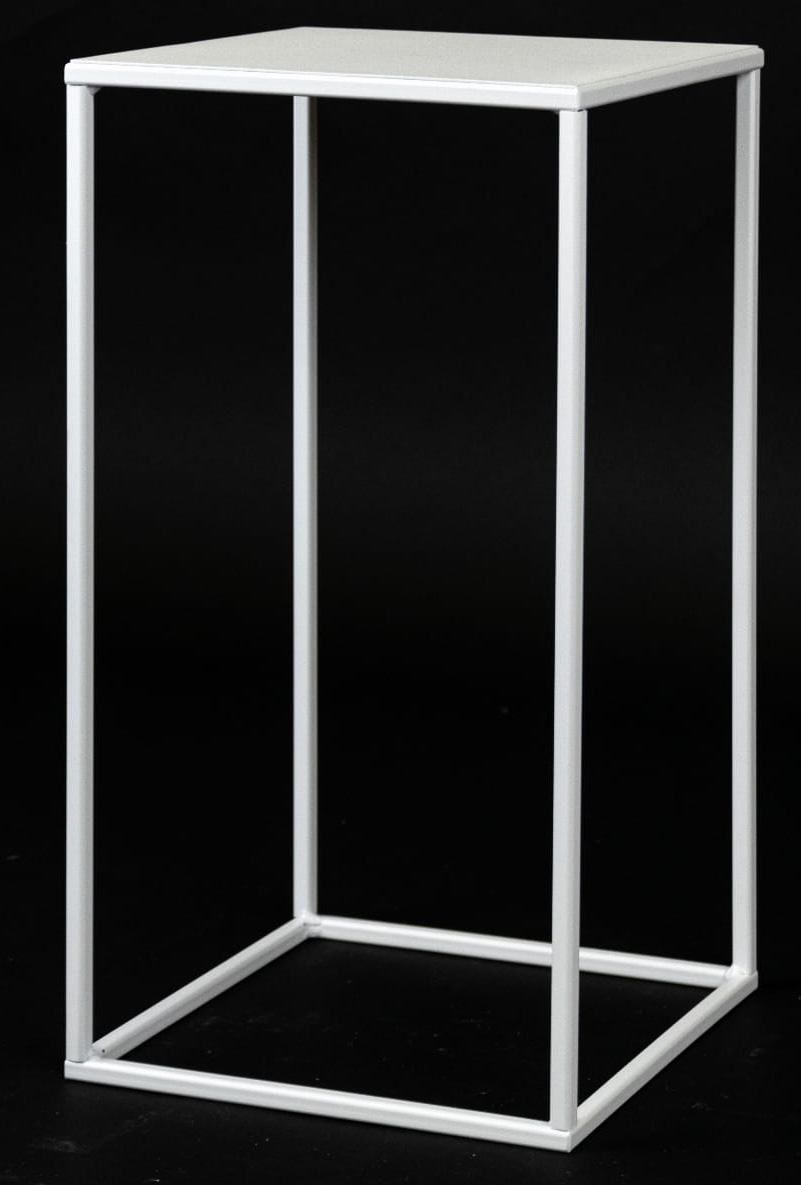 Kwietnik stojący biały metalowy 25x47 cm – obraz-1