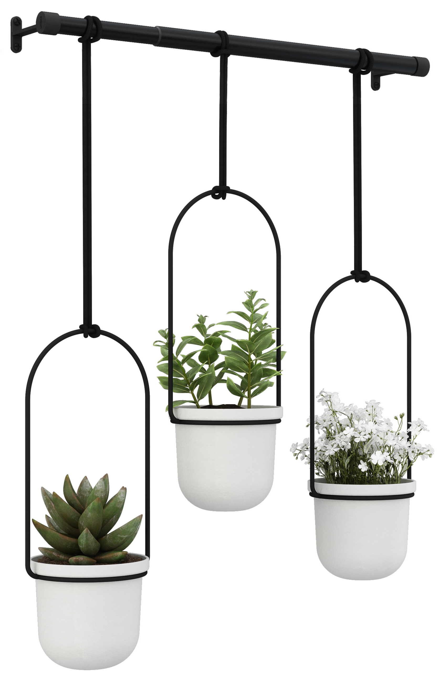 Kwietnik metalowy biały 63x15 cm – obraz-1