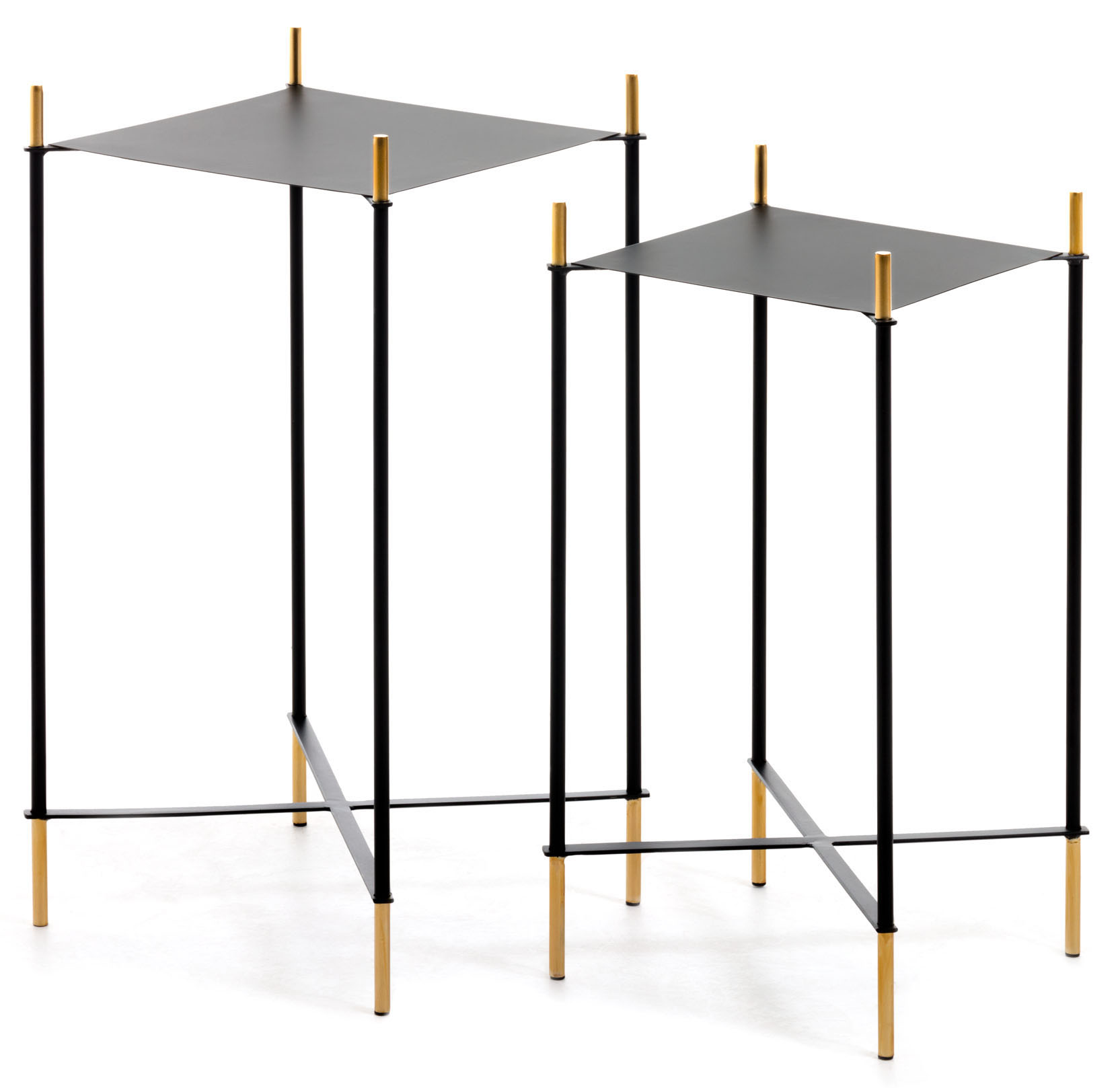 Zestaw dwóch kwietników czarno-złote – obraz-1