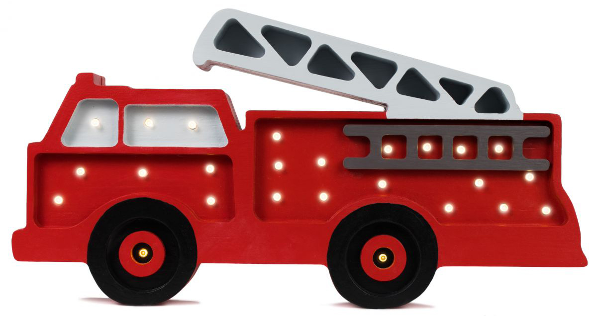 Lampa dla dzieci Wóz Strażacki 40x21 cm czerwona – obraz-1