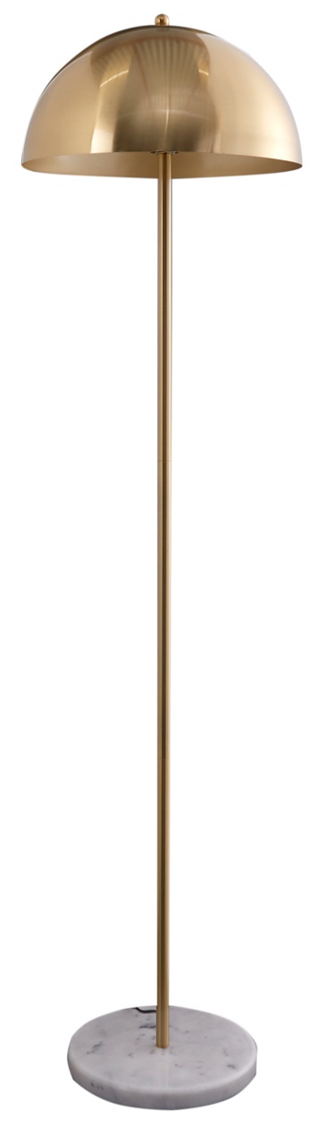 Lampa podłogowa do salonu metalowa złota - podstawa marmur biały Ø40x153 cm – obraz-1