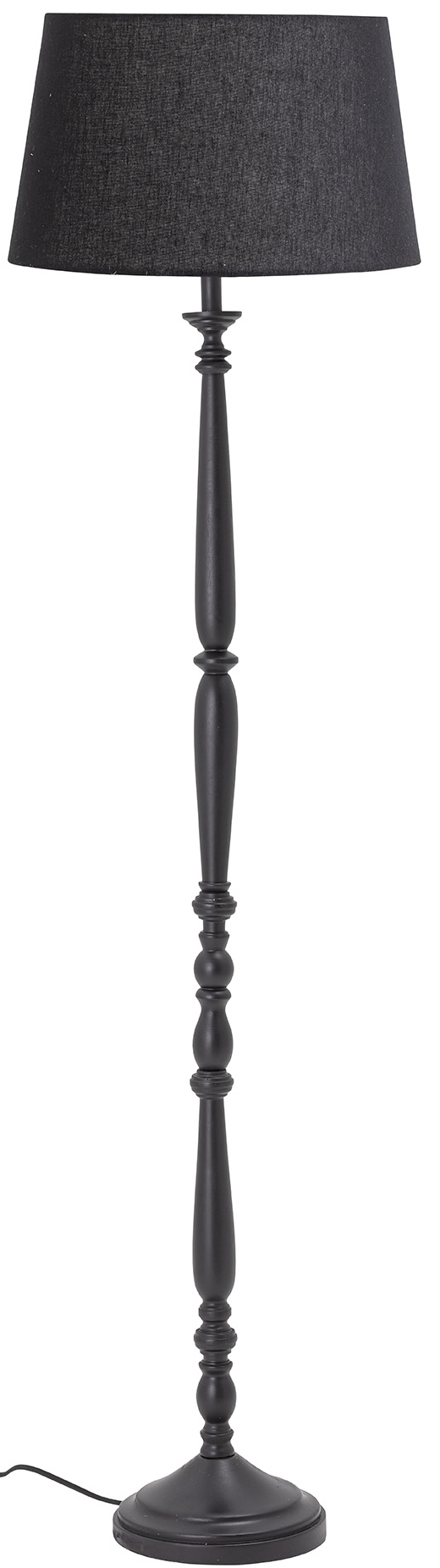 Lampa podłogowa czarna abażur lniany  Ø42x159 cm – obraz-1
