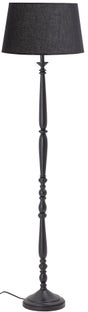 Lampa podłogowa czarna abażur lniany Ø42x159 cm – obraz-1