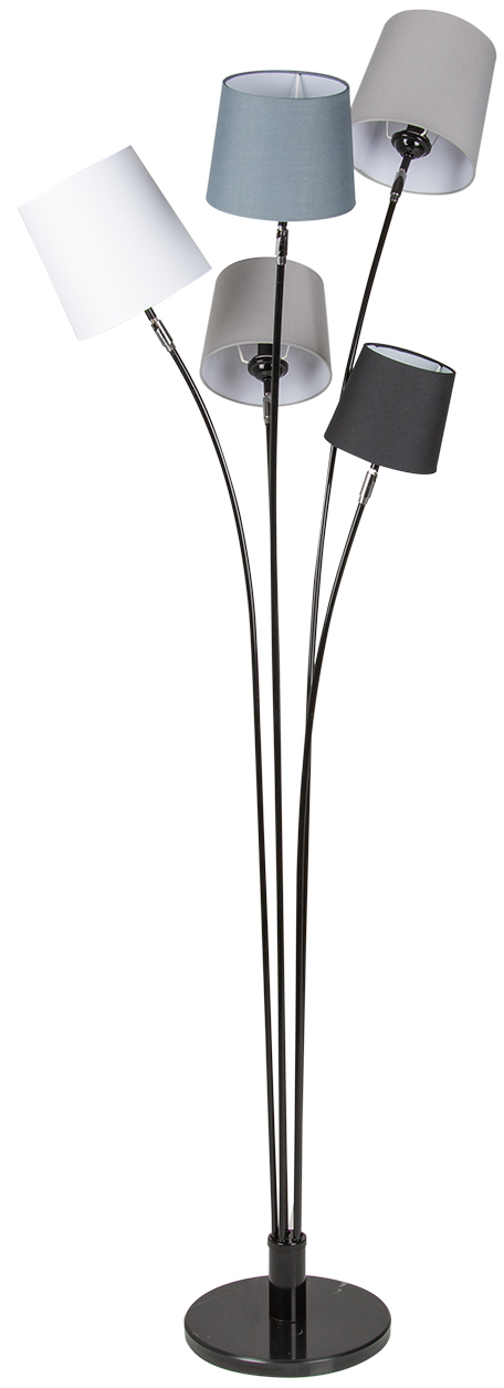 Lampa podłogowa z pięcioma kloszami w stylu nowoczesnym szara – grafika-1.