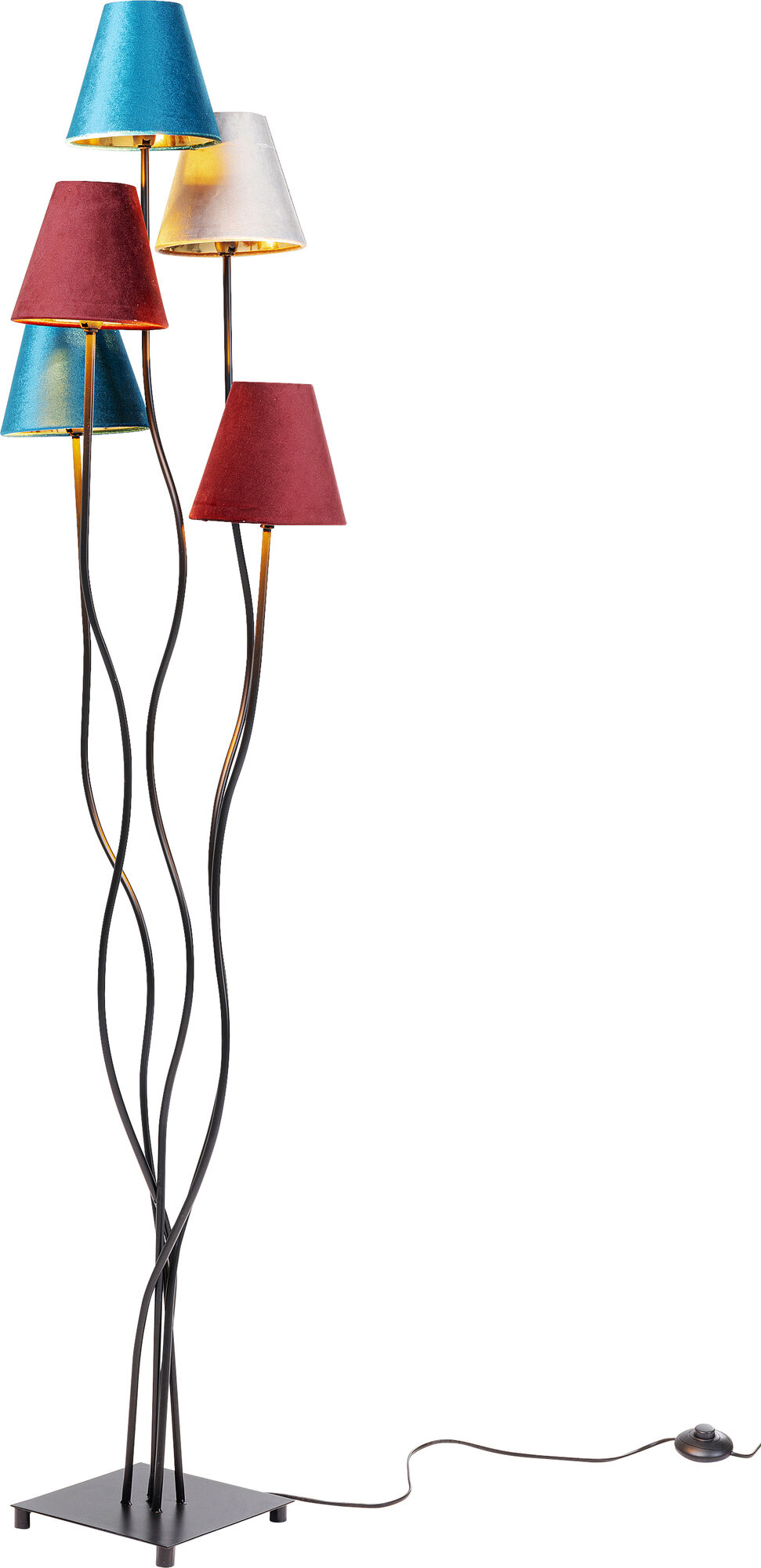 Lampa podłogowa metalowa czarna abażury kolorowe 162 cm – obraz-1